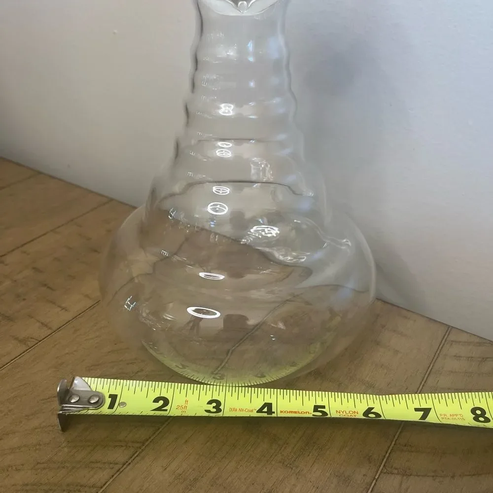 Clear Ribbed Glass Carafe Decanter With Solid Glass Stopper